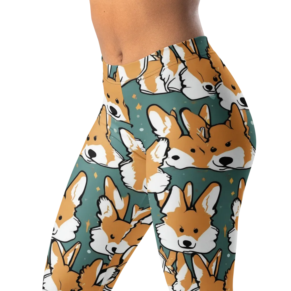 Corgi Constellation on Leggings — Left Front