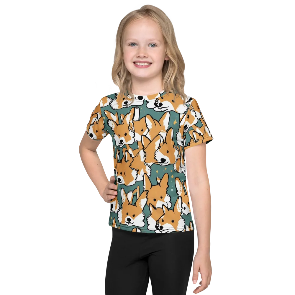Corgi Constellation on Kids Crew Neck T-Shirt — Front