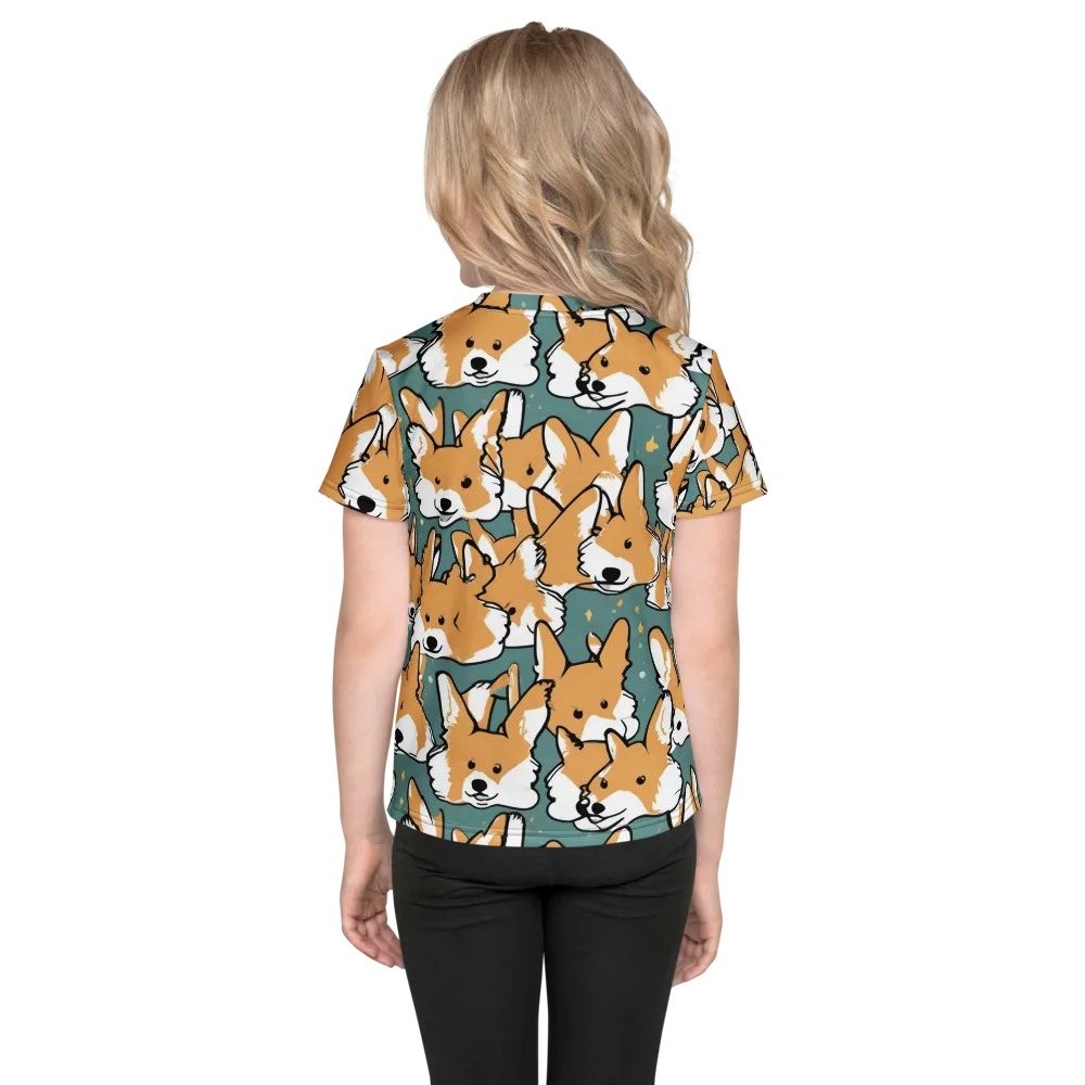 Corgi Constellation on Kids Crew Neck T-Shirt — Back