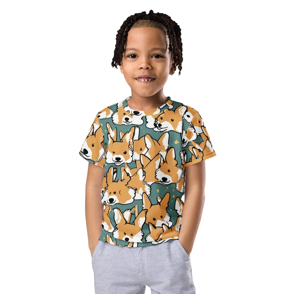 Corgi Constellation on Kids Crew Neck T-Shirt — Front