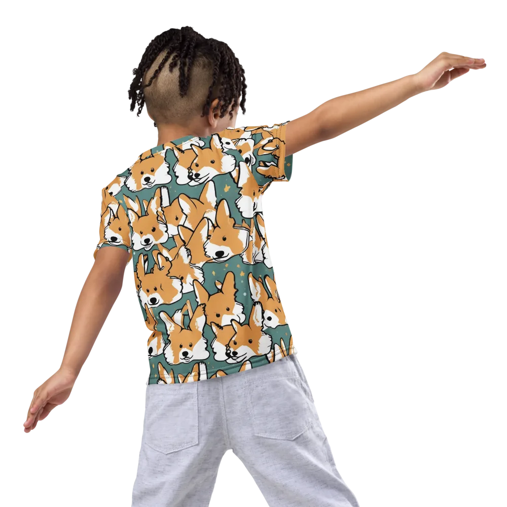 Corgi Constellation on Kids Crew Neck T-Shirt — Back