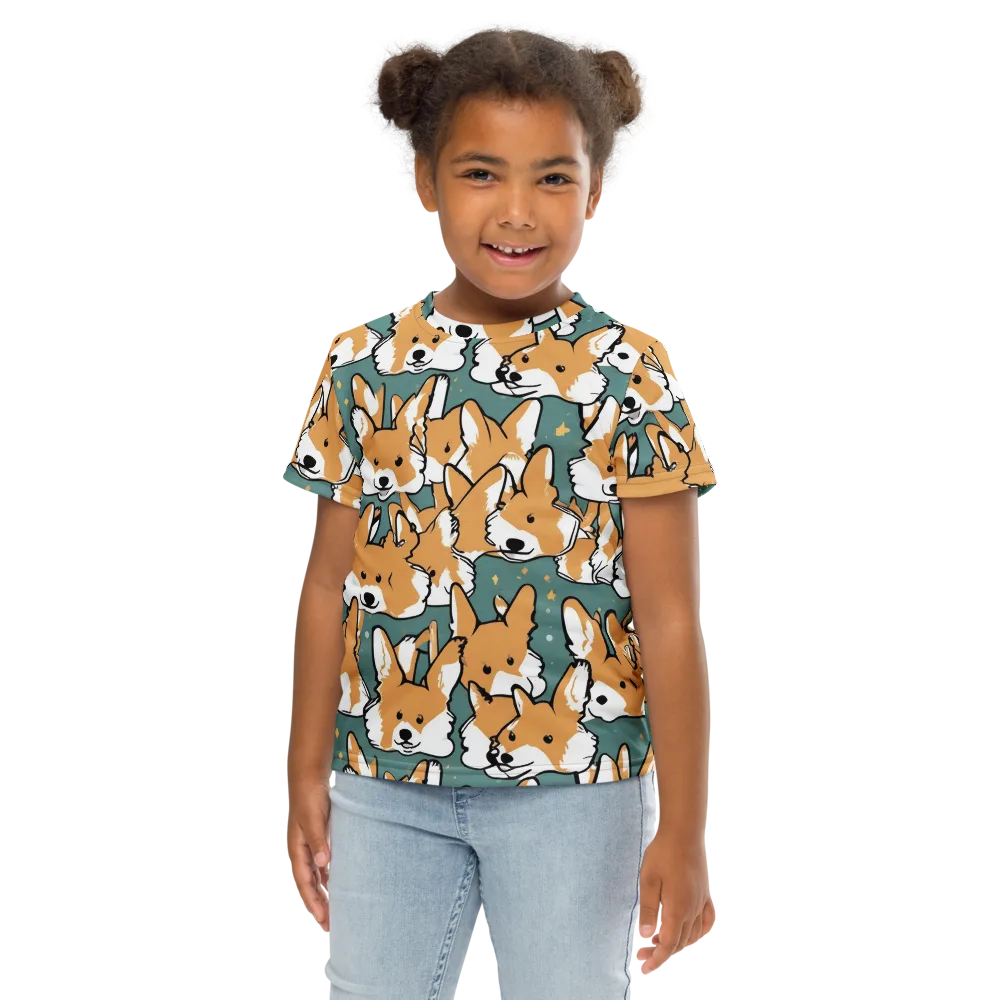 Corgi Constellation on Kids Crew Neck T-Shirt — Front