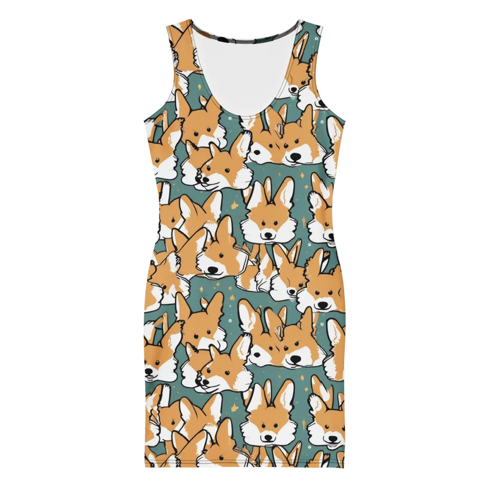 Corgi Constellation on Bodycon Dress — Front