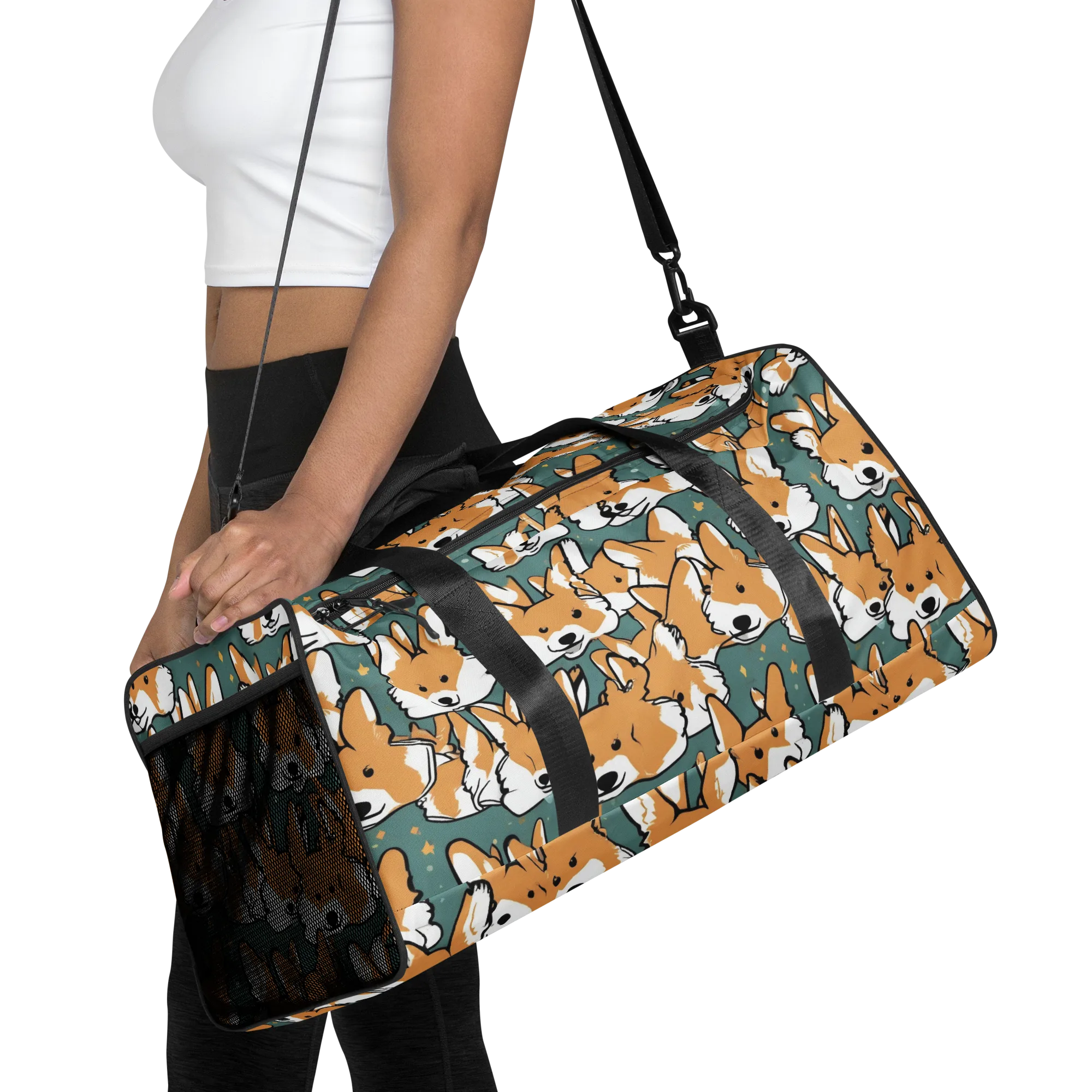Corgi Constellation on Duffle Bag — Front