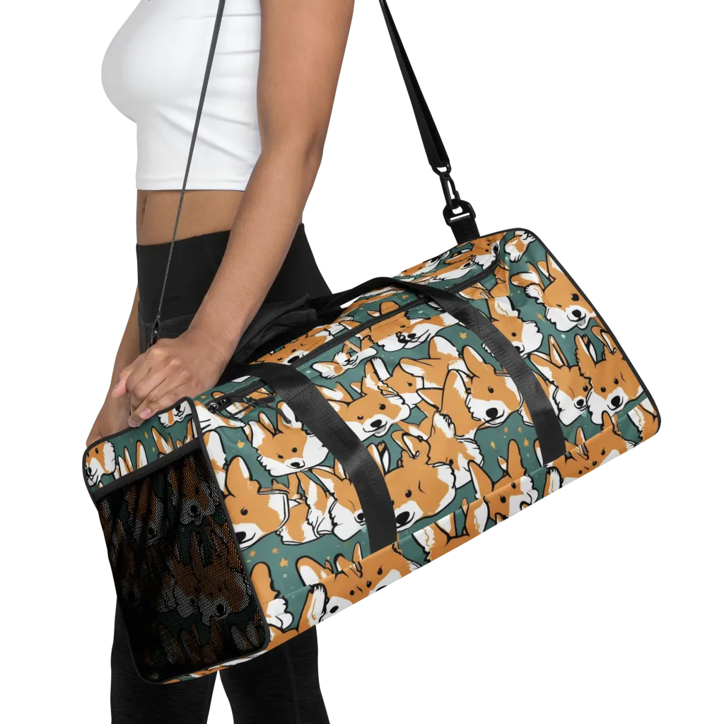 Corgi Constellation on Duffle Bag — Front