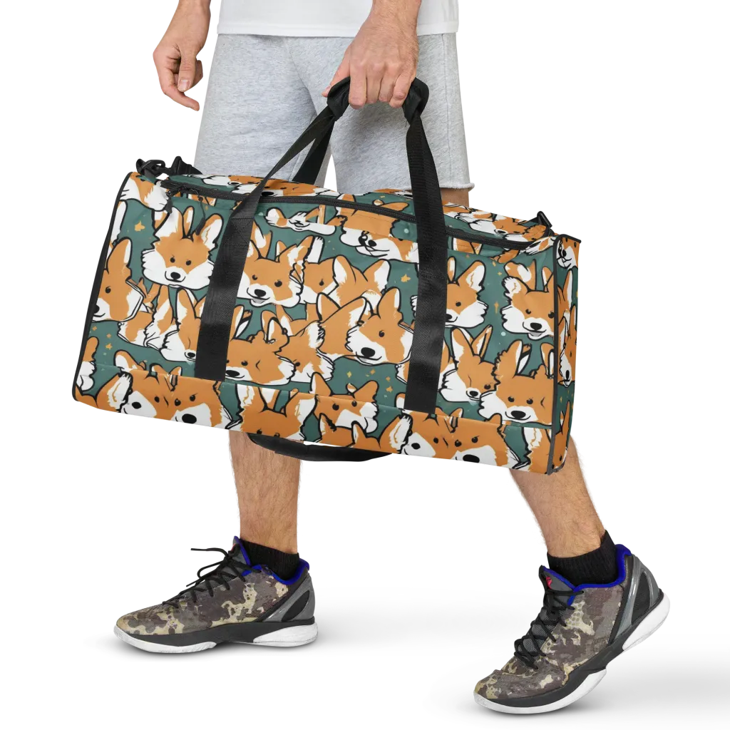 Corgi Constellation on Duffle Bag — Front