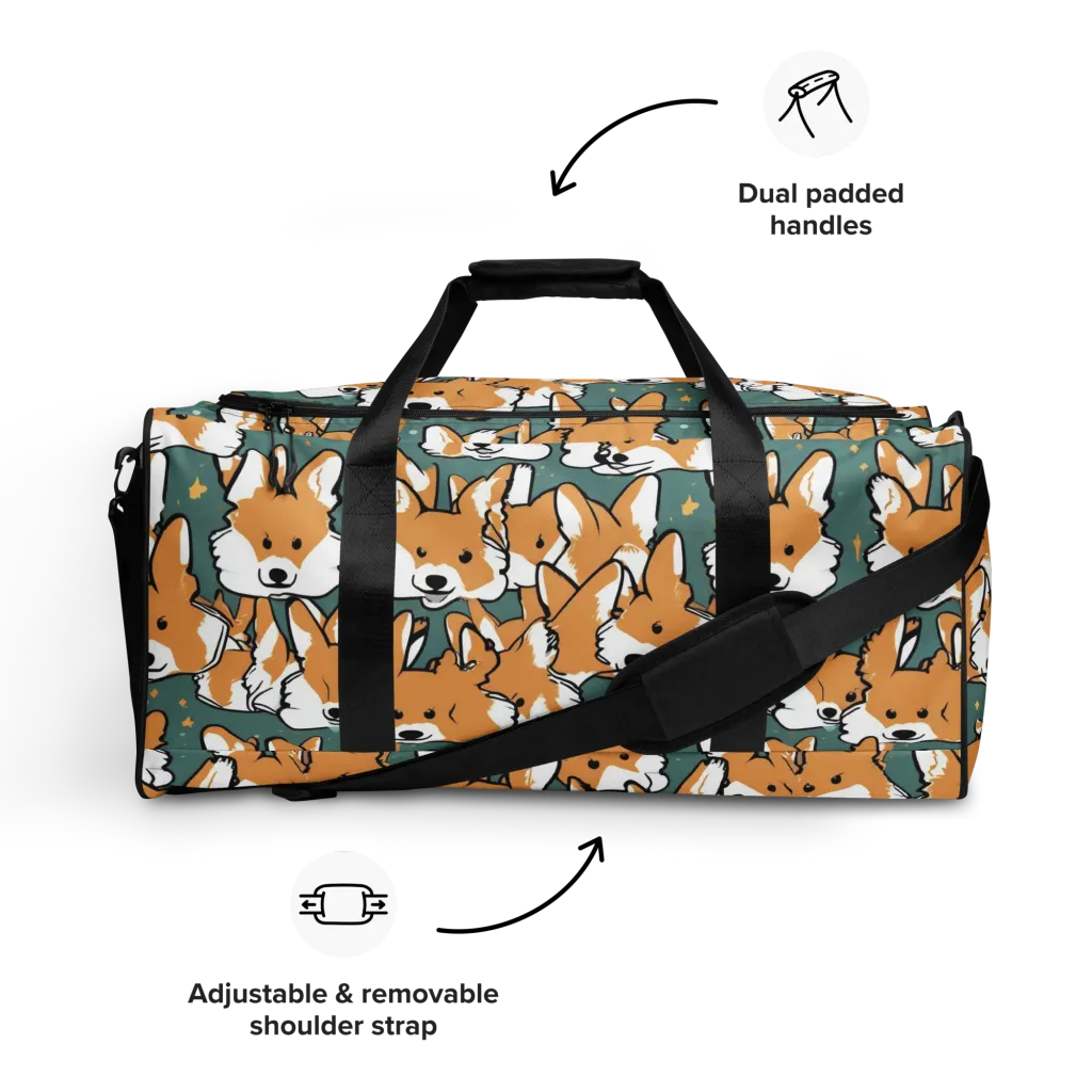 Corgi Constellation on Duffle Bag — Front