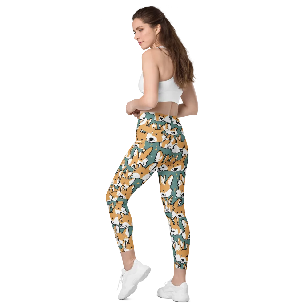 Corgi Constellation on Leggings with Pockets — Left Back