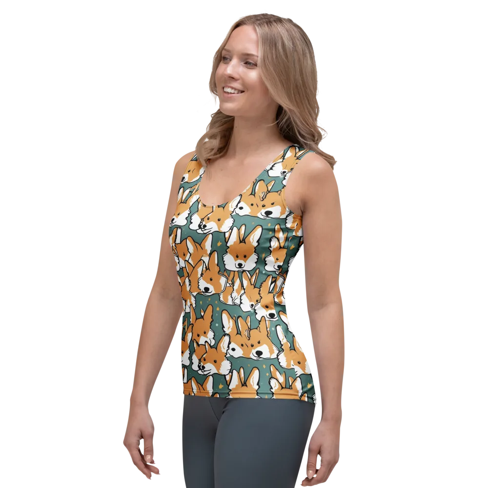 Corgi Constellation on Women's Tank Top — Left Front