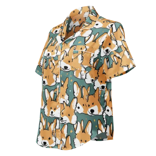 Corgi Constellation on a Women's Short Sleeve Pajama Top