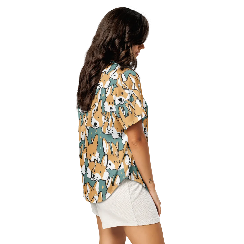 Corgi Constellation on Women's Short Sleeve Pajama Top — Right Back