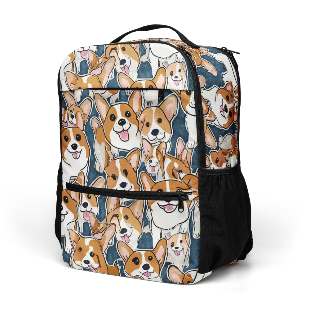 Corgi Commotion on Utility Backpack — Left Front