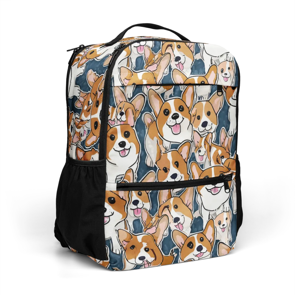 Corgi Commotion on Utility Backpack — Right Front