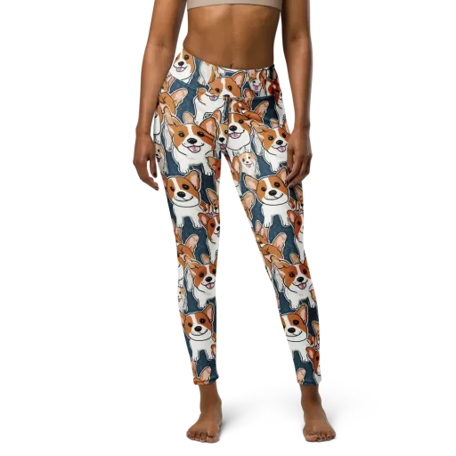 Corgi Commotion on a Yoga Leggings