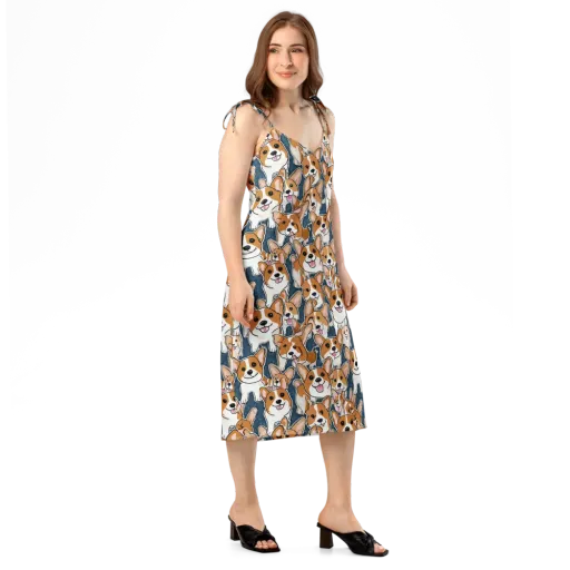 Corgi Commotion on a Slip Dress