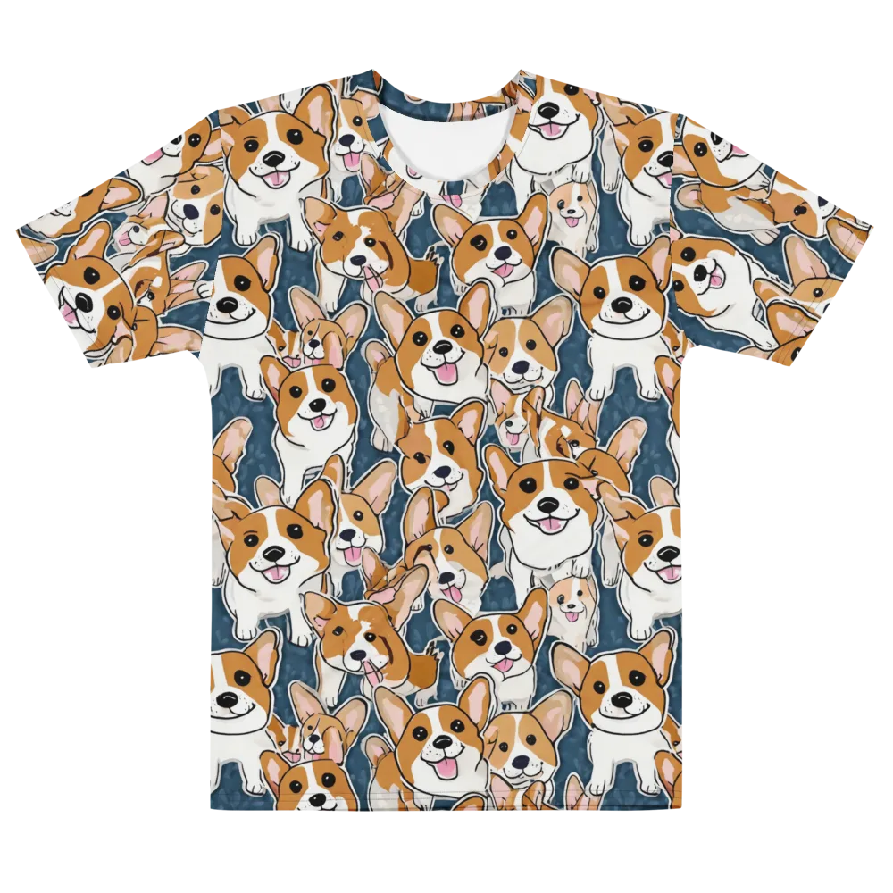 Corgi Commotion on Men's Cotton Crew Neck T-Shirt — Front