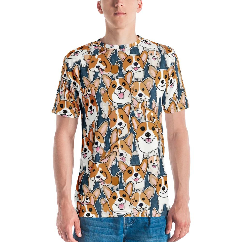 Corgi Commotion on Men's Crew Neck T-Shirt — Front