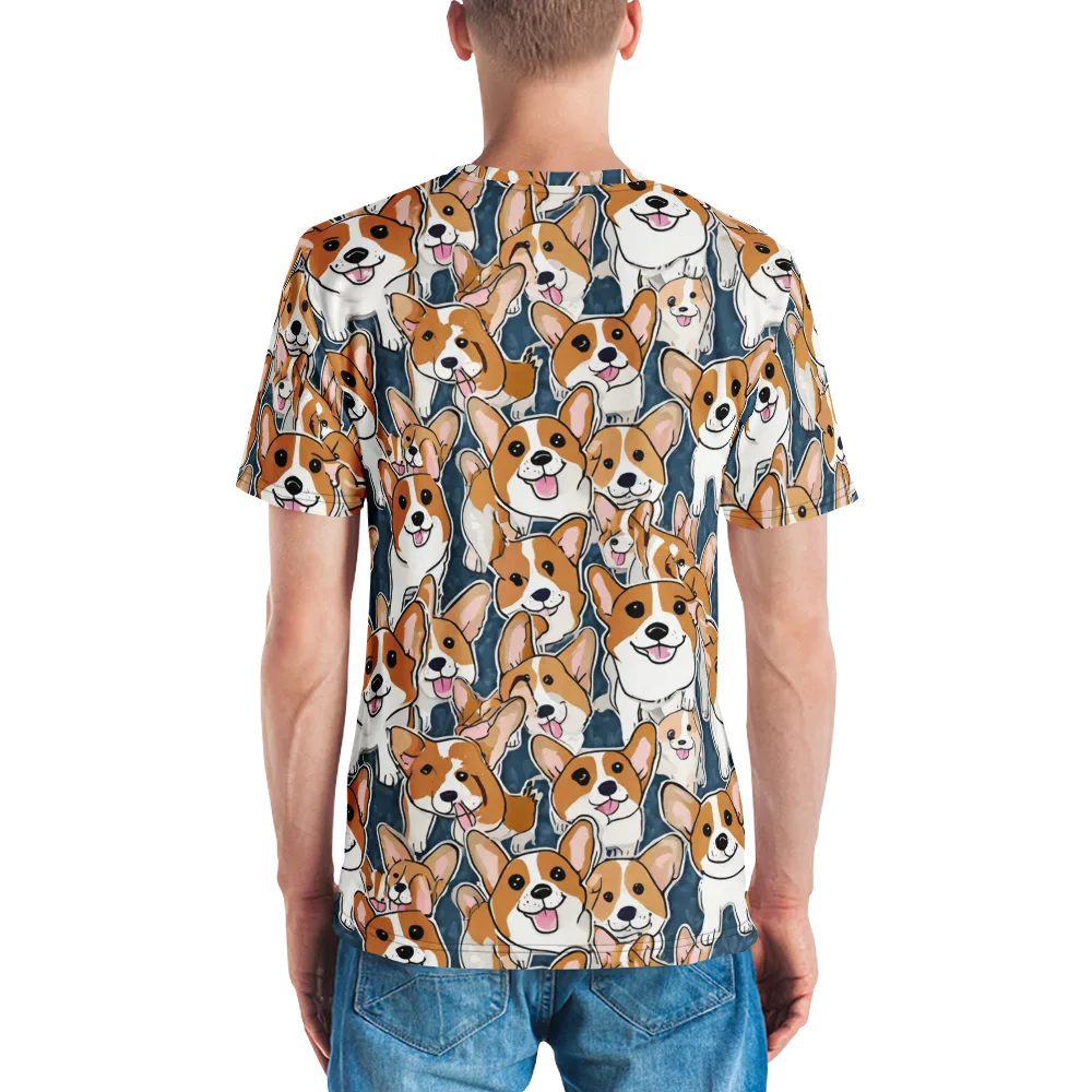 Corgi Commotion on Men's Crew Neck T-Shirt — Back