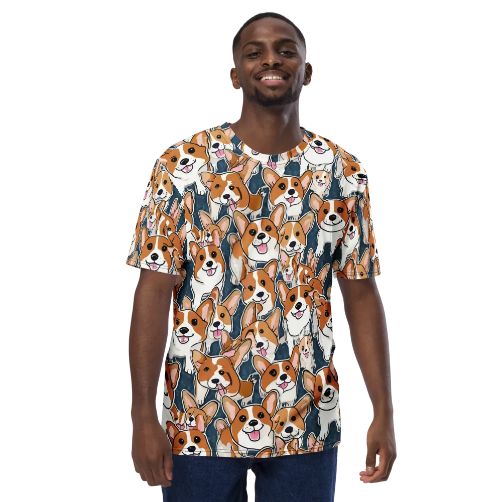 Corgi Commotion on Men's Crew Neck T-Shirt — Front