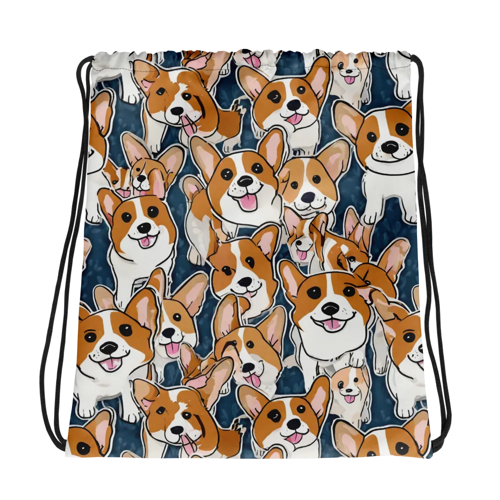 Corgi Commotion on Drawstring Bag — Photo