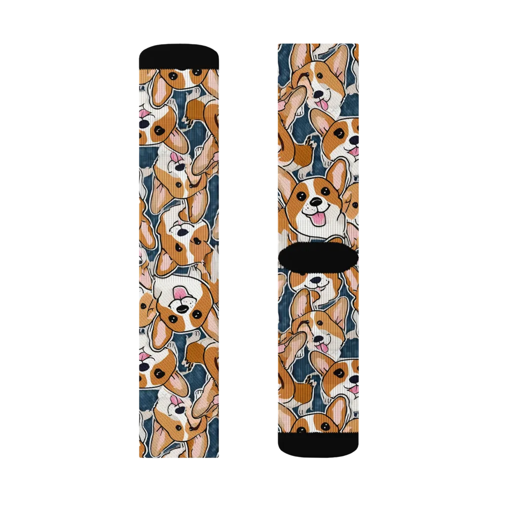 Corgi Commotion on Socks — Left Sock