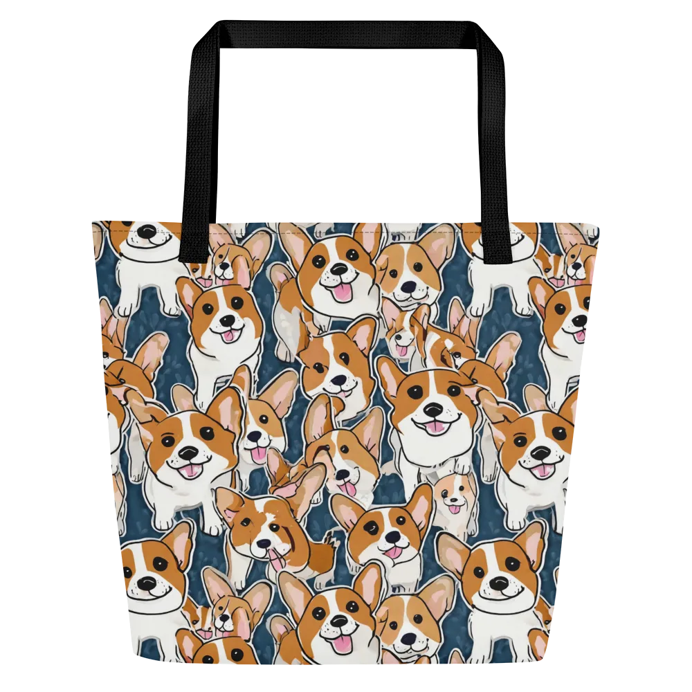 Corgi Commotion on Large Tote Bag W/ Pocket — Front