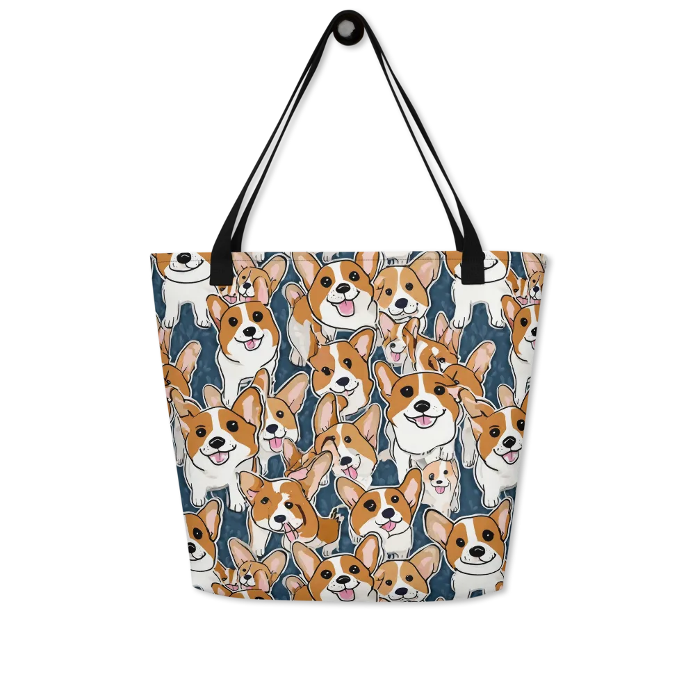 Corgi Commotion on Large Tote Bag W/ Pocket — Front