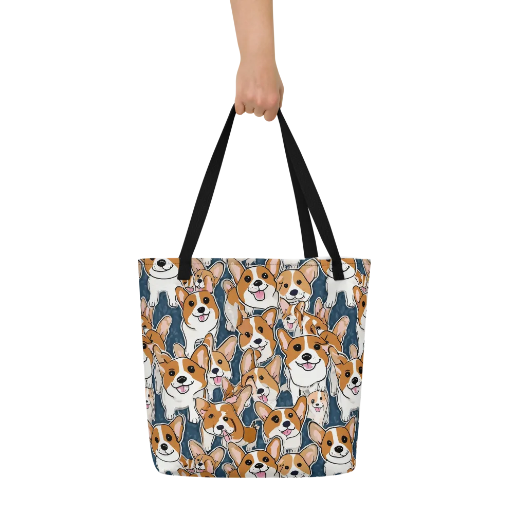 Corgi Commotion on Large Tote Bag W/ Pocket — Front