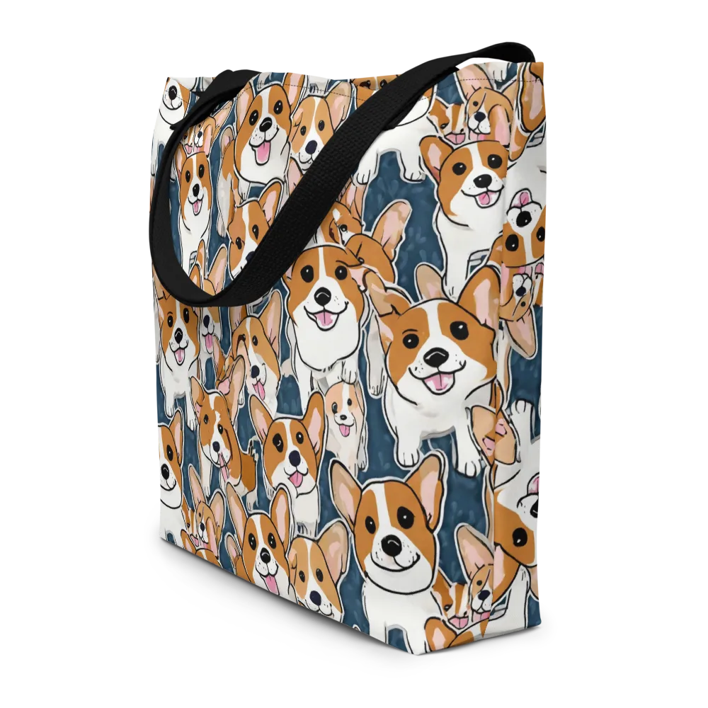 Corgi Commotion on Large Tote Bag W/ Pocket — Front