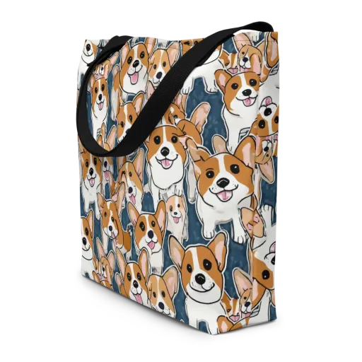Corgi Commotion on a Large Tote Bag W/ Pocket