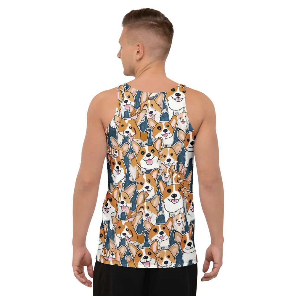 Corgi Commotion on Men's Tank Top — Back