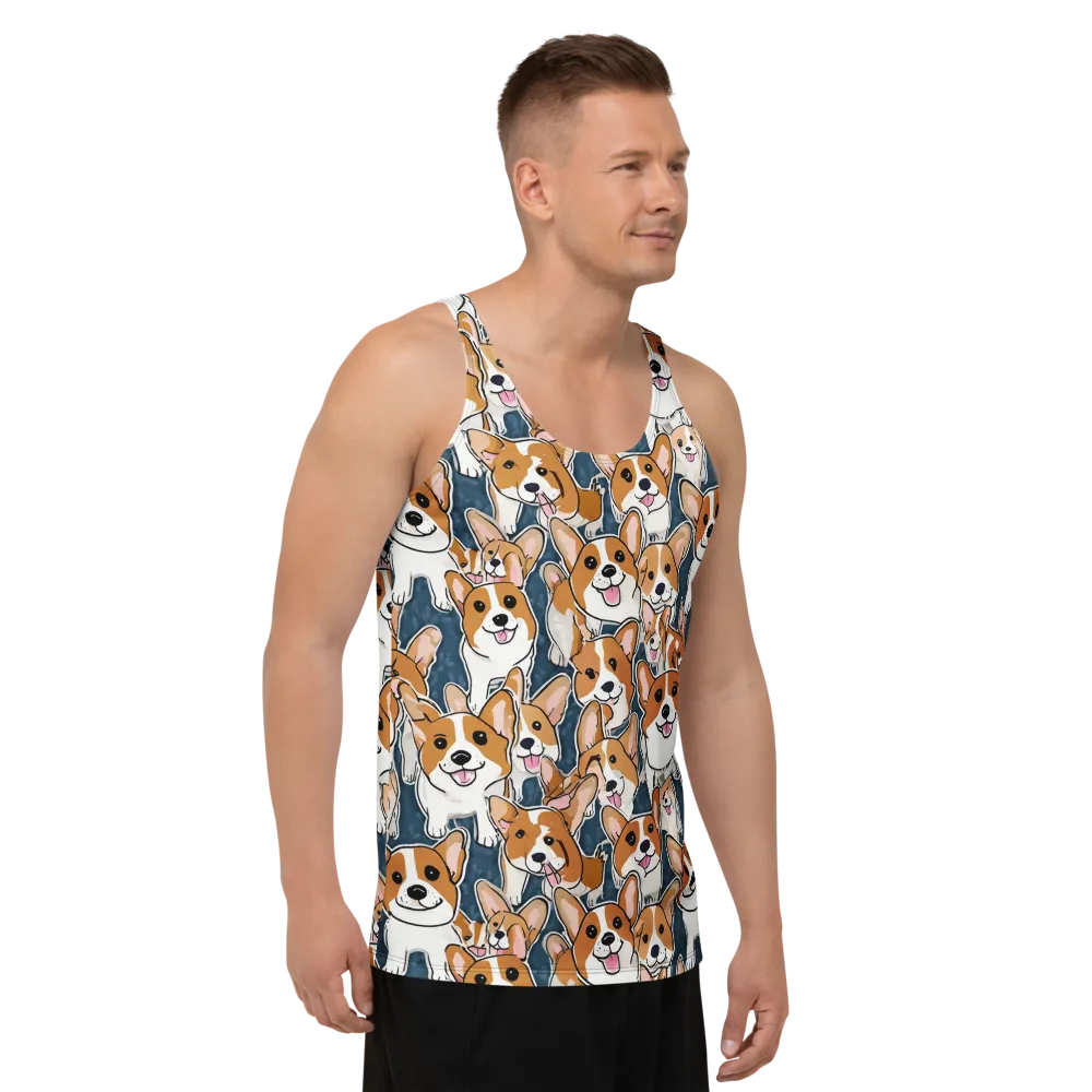 Corgi Commotion on Men's Tank Top — Right Front