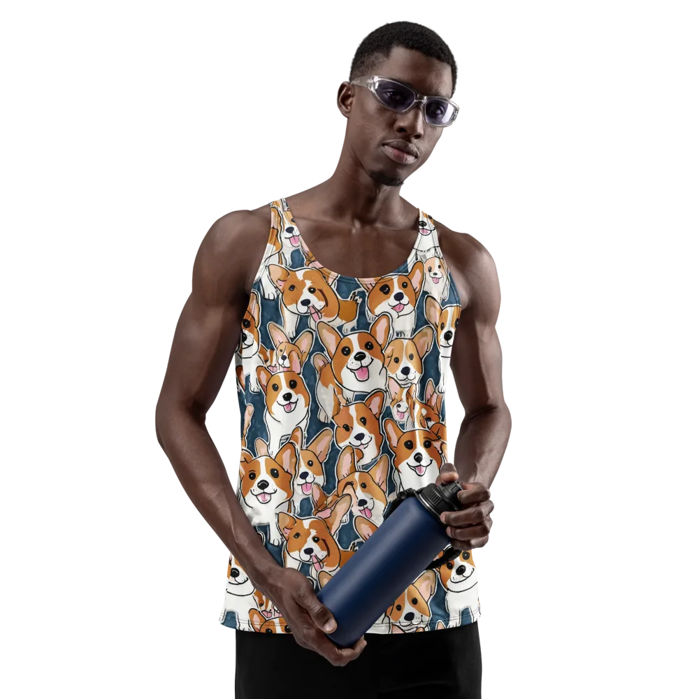 Corgi Commotion on Men's Tank Top — Front