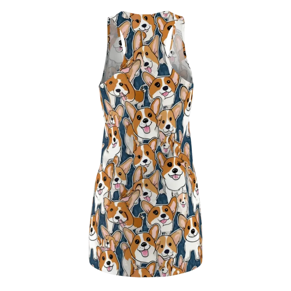 Corgi Commotion on Racerback Dress — Back
