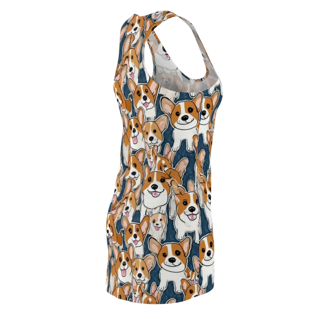 Corgi Commotion on Racerback Dress — Back Side