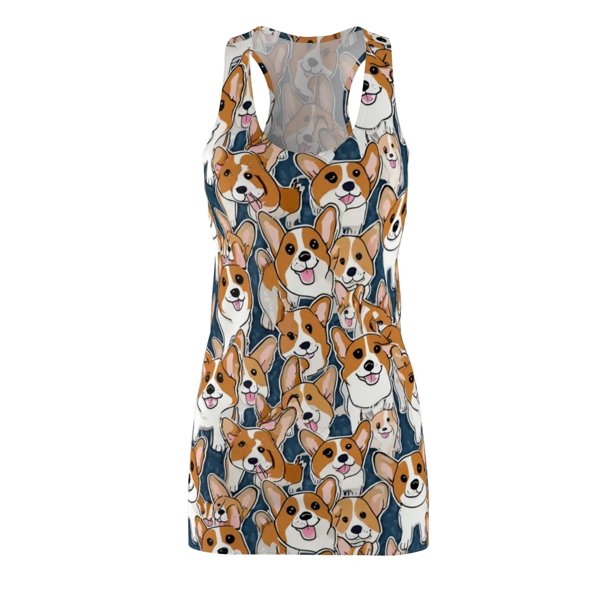 Corgi Commotion on Racerback Dress — Front