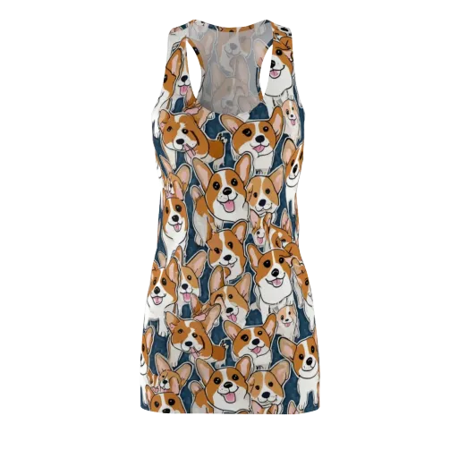 Corgi Commotion on a Racerback Dress