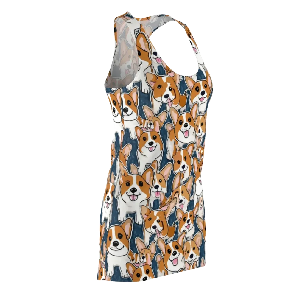 Corgi Commotion on Racerback Dress — Front Side