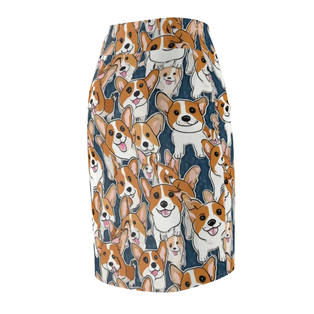 Corgi Commotion on Pencil Skirt — Back Side