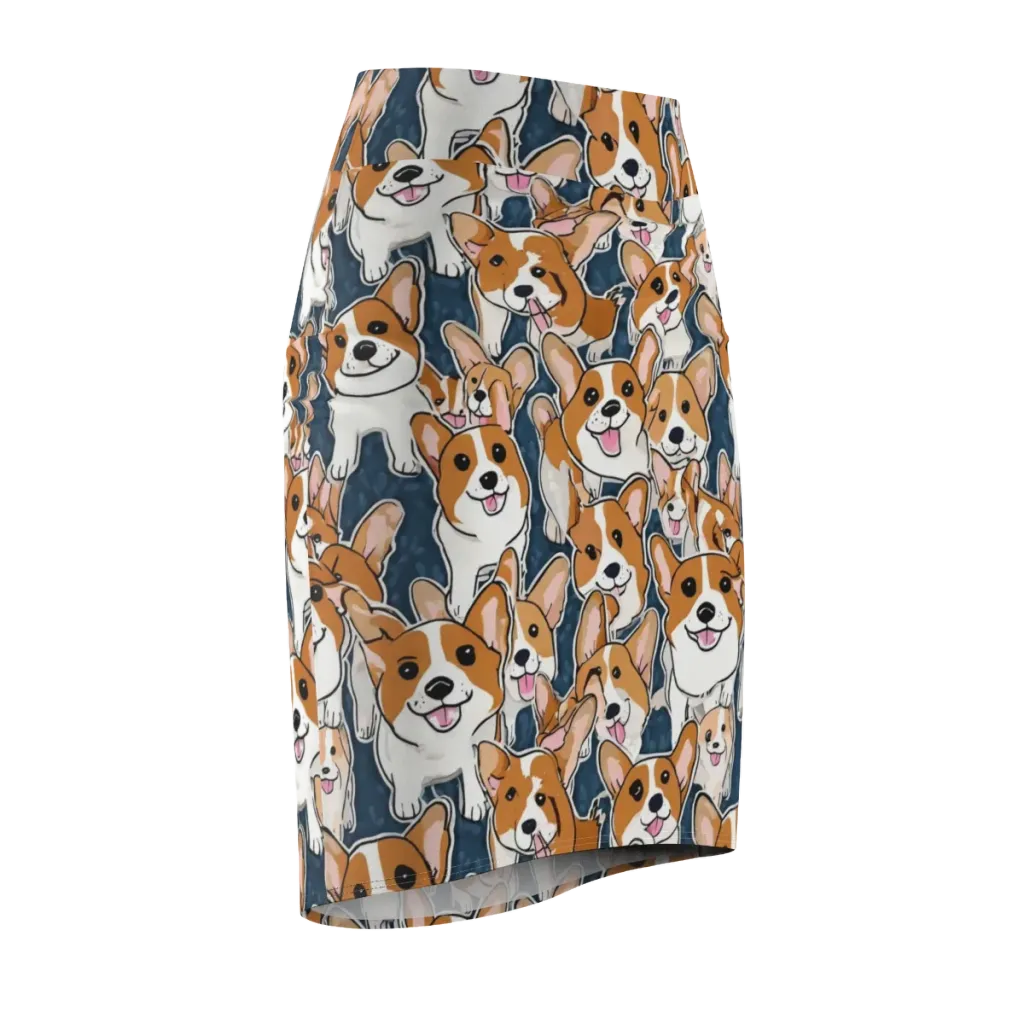 Corgi Commotion on Pencil Skirt — Front Side