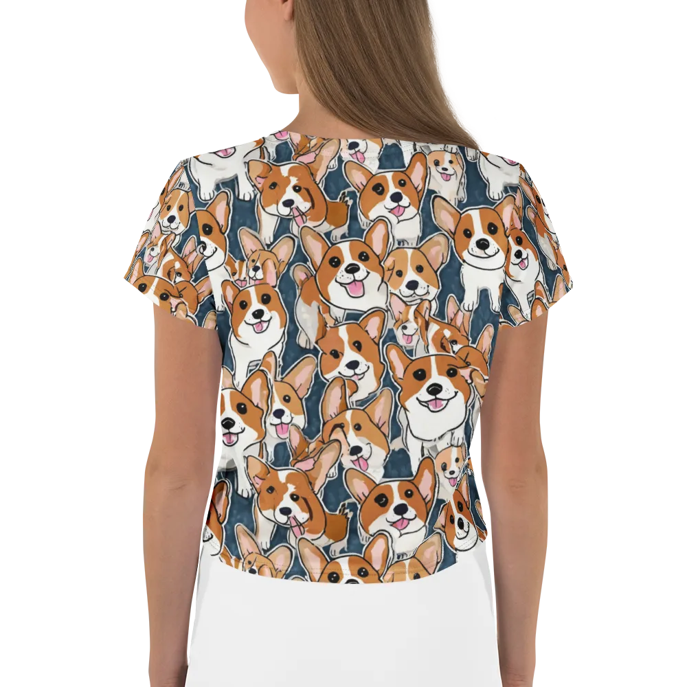 Corgi Commotion on Crop Tee — Back