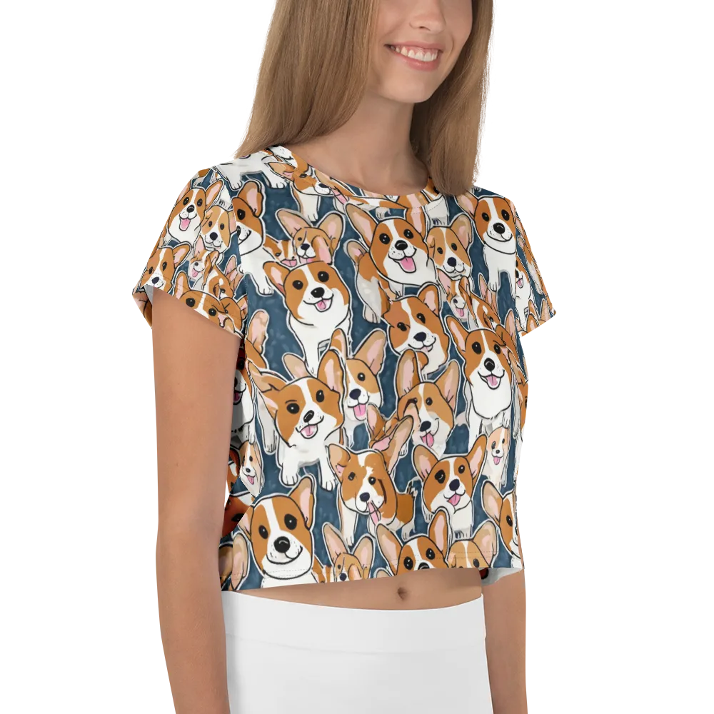 Corgi Commotion on Crop Tee — Right