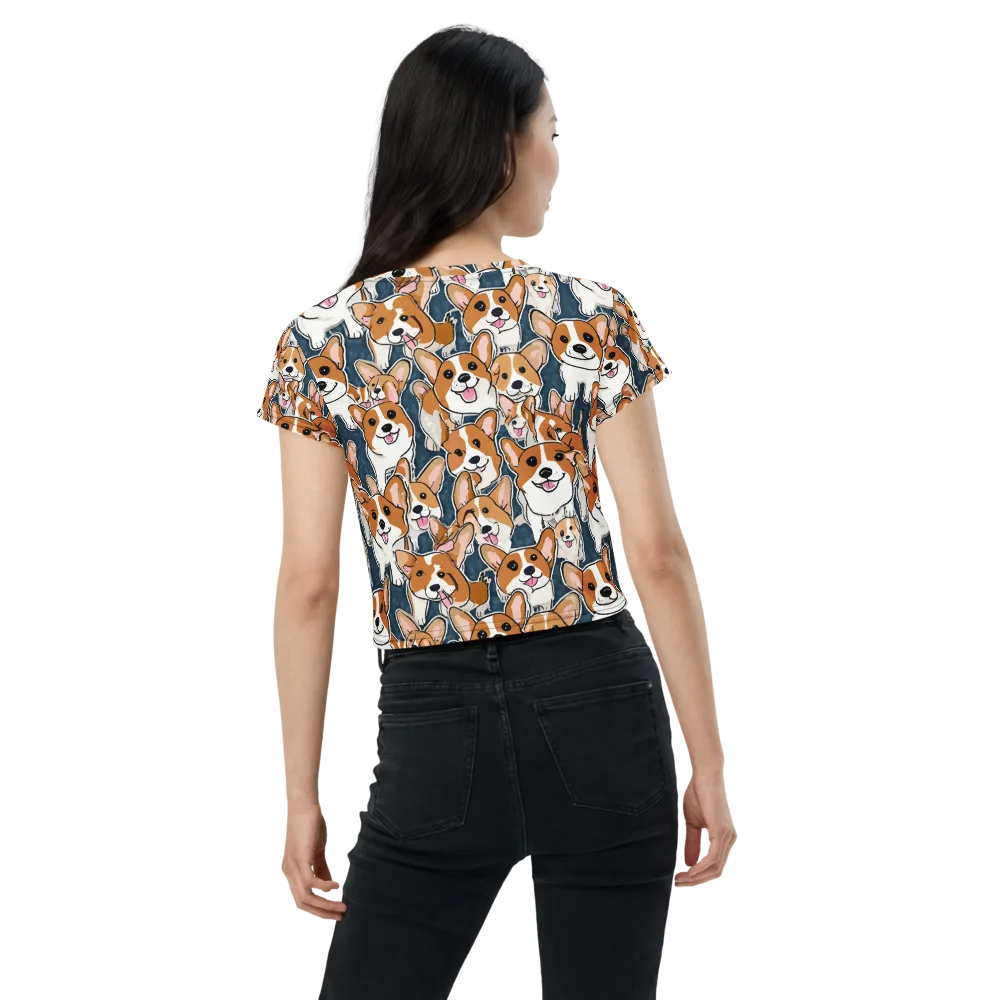 Corgi Commotion on Crop Tee — Back