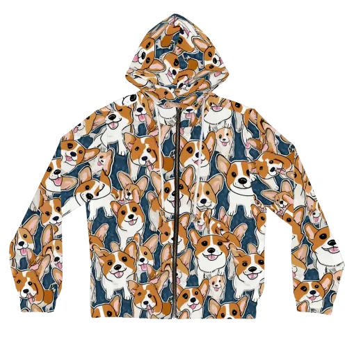 Corgi Commotion on a Women's Full-Zip Hoodie