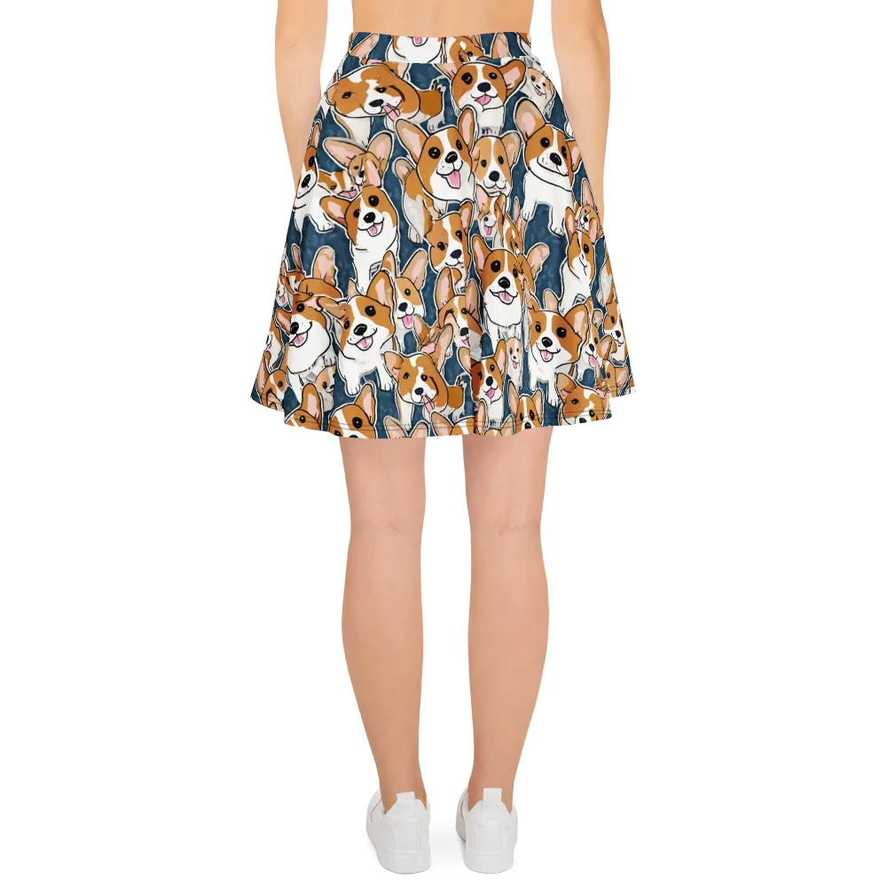 Corgi Commotion on Skater Skirt — Back