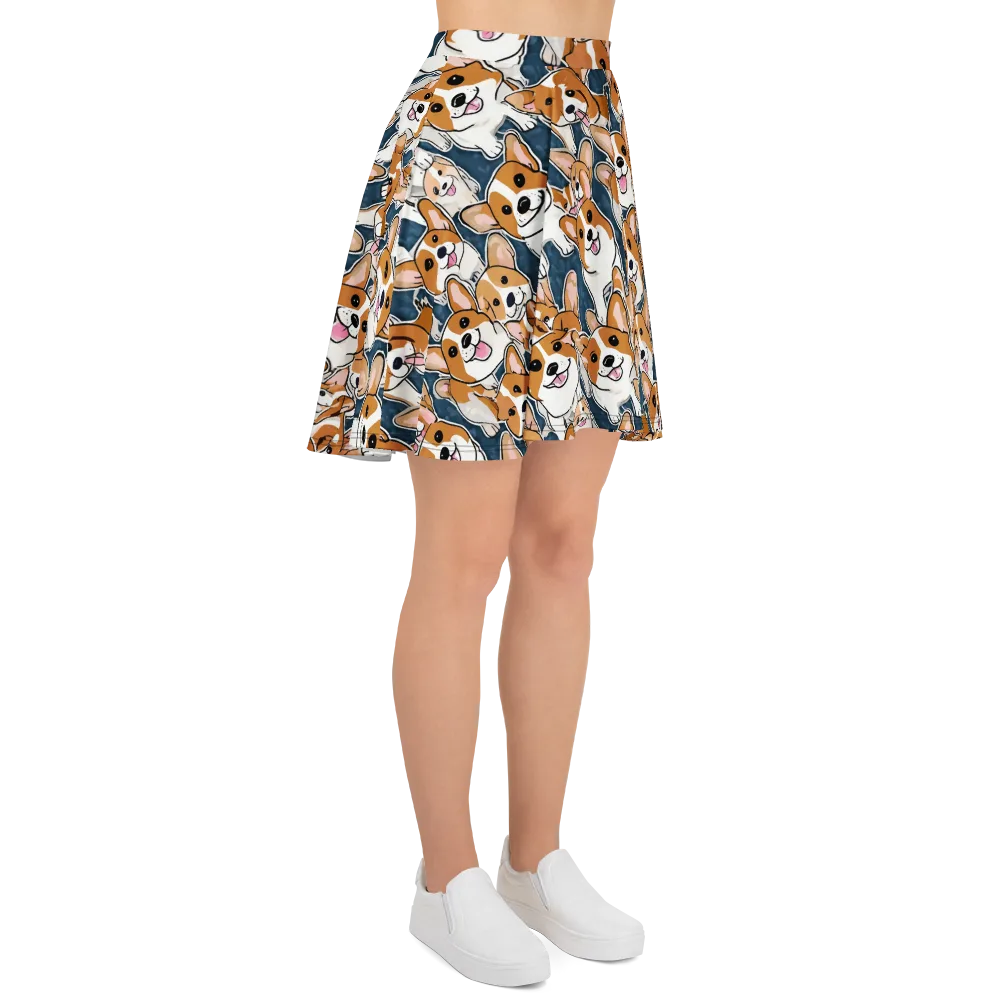 Corgi Commotion on Skater Skirt — Right
