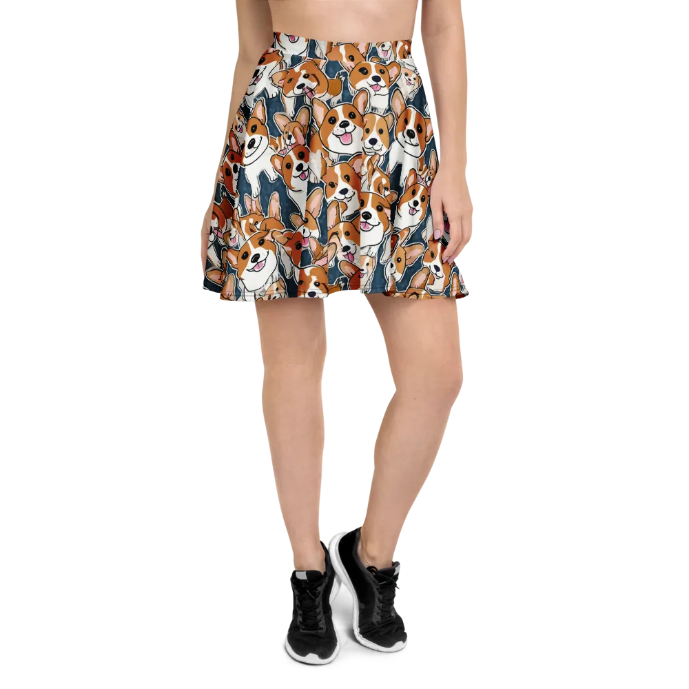 Corgi Commotion on Skater Skirt — Front