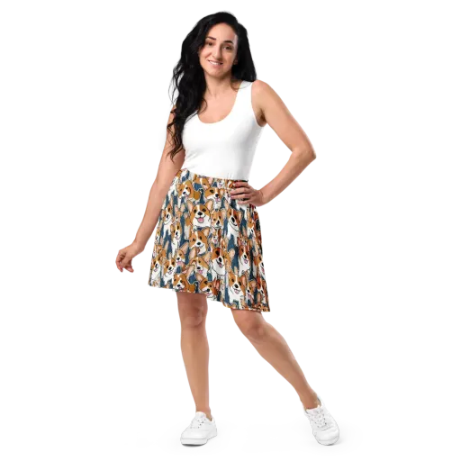 Corgi Commotion on a Skater Skirt