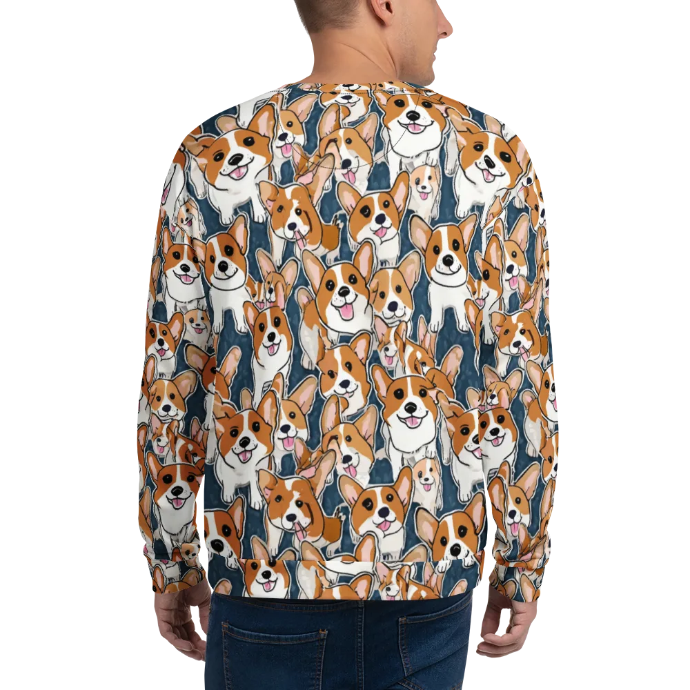 Corgi Commotion on Sweatshirt — Back