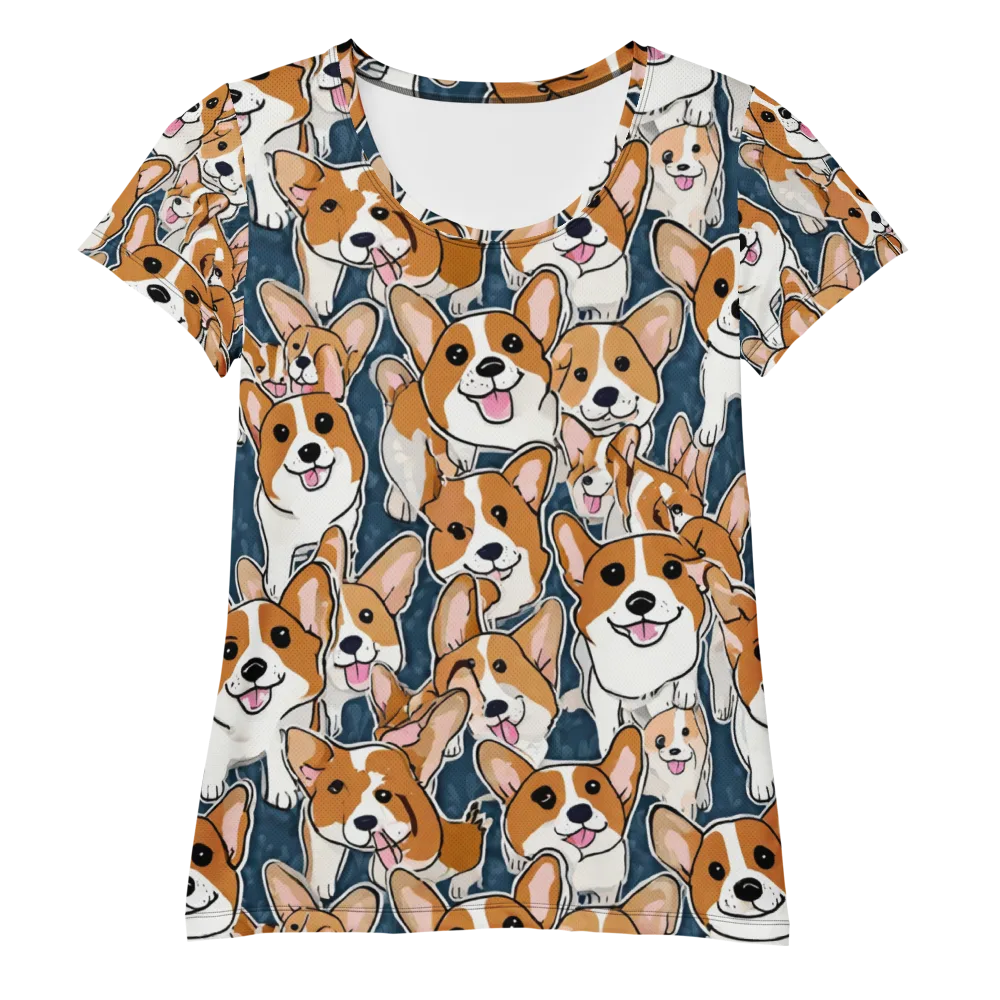Corgi Commotion on Women's Athletic T-Shirt — Front